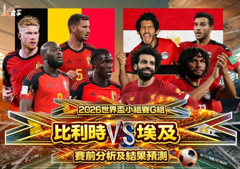 2026世界盃小組賽G組 比利時vs埃及賽前分析及結果預測