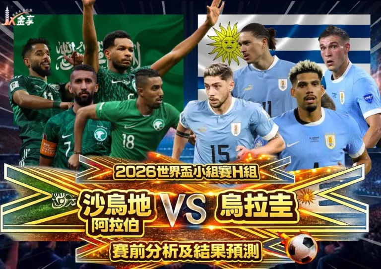 2026世界盃小組賽H組 沙烏地阿拉伯VS烏拉圭 賽前分析及結果預測