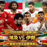 2026世界盃小組賽G組 埃及VS伊朗 賽前分析及結果預測