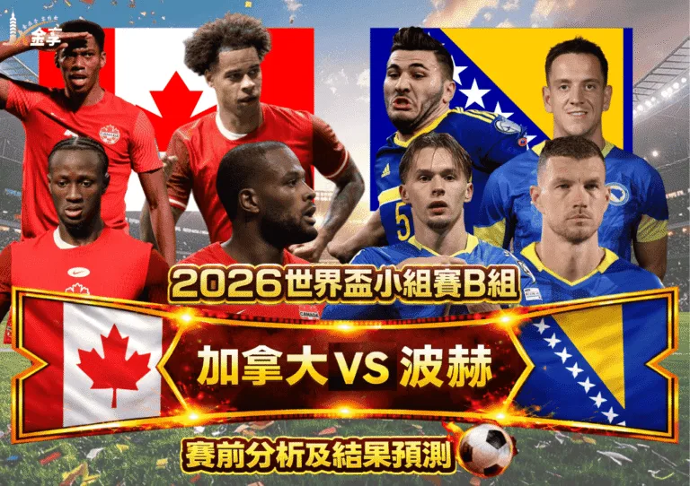 2026世界盃小組賽B組 加拿大VS波赫 賽前分析及結果預測
