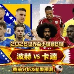 2026世界盃小組賽B組 波赫VS卡達 賽前分析及結果預測