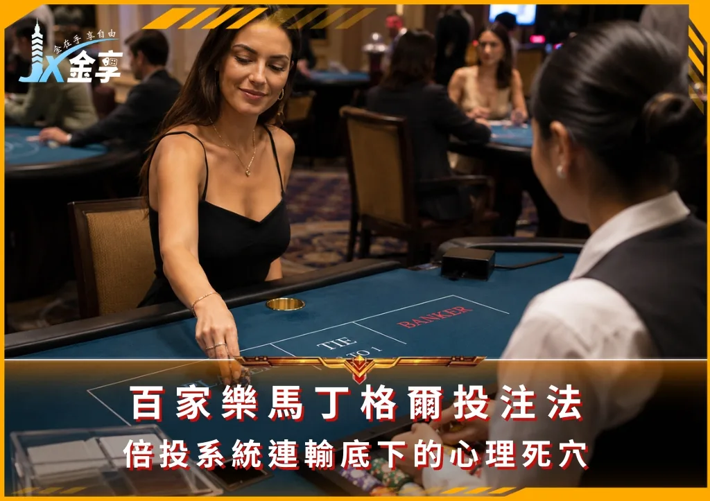 百家樂馬丁格爾投注法:倍投系統連輸底下的心理死穴(photo:ChatGPT)/金享娛樂城