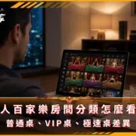 真人百家樂房間分類怎麼看?普通桌、VIP桌、極速桌差異(photo:ChatGPT)/金享娛樂城